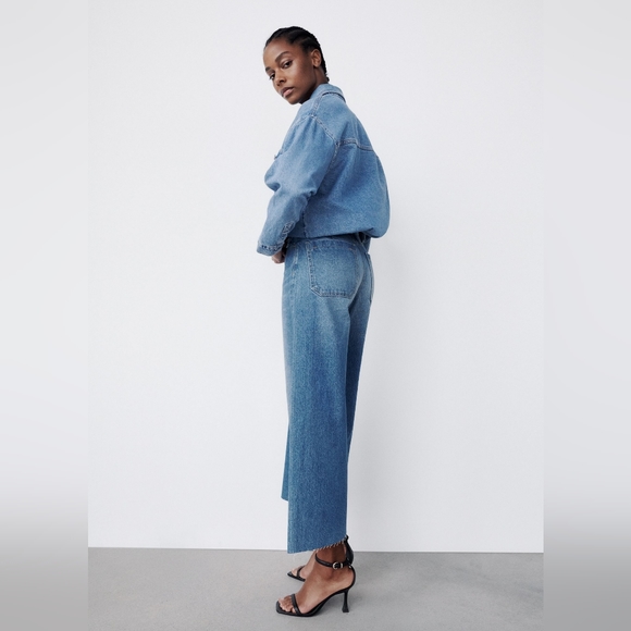 Zara | NWOT Culotte-cut Jeans - Picture 4 of 12